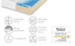 Dreamer eXpress 7-Zonen-Gelart-Komfortschaumkernmatratze Puro 3 | 100 cm, 200 cm