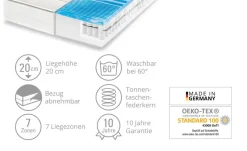 Dreamer eXpress 7-Zonen-Gelart-Tonnentaschenfederkernmatratze Flexo 3 | 90 cm, 190 cm