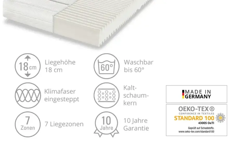 Dreamer eXpress 7-Zonen-Kaltschaumkernmatratze Puro 2 | 100 cm, 200 cm