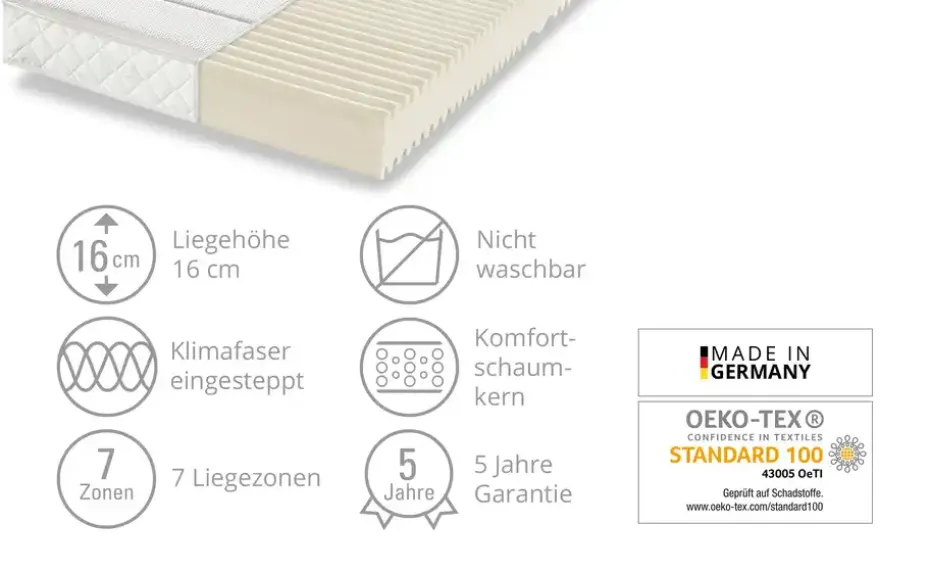 Dreamer eXpress 7-Zonen-Komfortschaummatratze Puro 1 | 90 cm, 190 cm