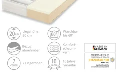 Dreamer eXpress 7-Zonen-Latex-Komfortschaumkernmatratze Senso 1 | 90 cm, 200 cm