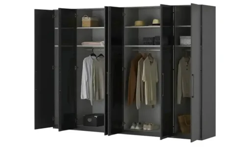 Drehtürenschrank 300 cm mit Glastüren Uma | Standardausstattung