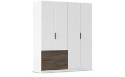Drehtürenschrank Bolton | Weiß, Dunkelbraun, 4 Stück