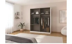 Drehtürenschrank Bolton | Weiß, Dunkelbraun, 4 Stück