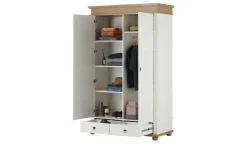 Drehtürenschrank Massivholz Fehmarn | Weiß, Eiche, 2 Stück