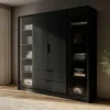 Drehtürenschrank mit 2 Schubladen Lyke | Schwarz