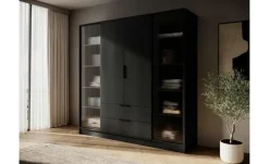 Drehtürenschrank mit 2 Schubladen Lyke | Schwarz
