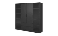 Drehtürenschrank mit 2 Schubladen Lyke | Schwarz