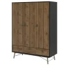 Drehtürenschrank Ripley | Walnuss (Nachbildung), Schwarz, matt
