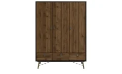 Drehtürenschrank Ripley | Walnuss (Nachbildung), Schwarz, matt