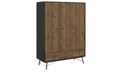 Drehtürenschrank Ripley | Walnuss (Nachbildung), Schwarz, matt