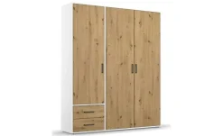 Drehtürenschrank Yarm | Absetzung: Weiß, 140 cm