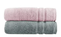 Duschtuch (70 x 140cm), 2er-Set Altrosa-Anthrazit Kuschel Wuschel