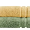 Duschtuch (70 x 140cm), 2er-Set Gelb-Moosgrün Kuschel Wuschel