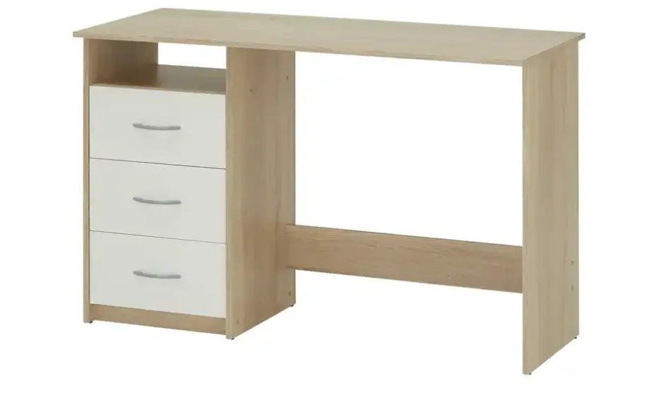 Eckschreibtisch Aras | Eiche sägerau (Nachbildung), Weiß, Eiche Sonoma (Nachbildung)