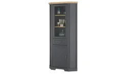 Eckvitrine Varese | Graphit, Asteiche (Nachbildung)