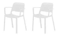 2er Set Stapelstuhl MyNuke | Weiß, Armlehne, stapelbar