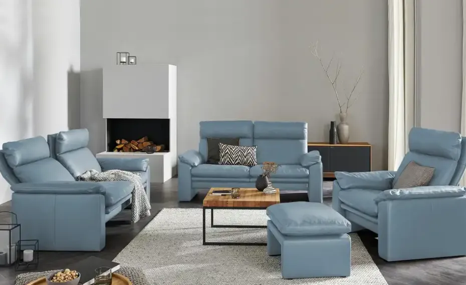 erpo just relax Ledersofa mit Relaxfunktion JR960 Bari | 2, Petrol