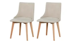 Esszimmerstuhl 2er-Set | holzfarben, Hellbeige