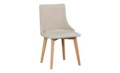 Esszimmerstuhl 2er-Set | holzfarben, Hellbeige