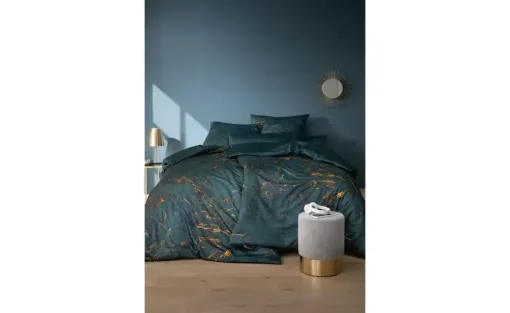 ESTELLA Mako-Satin-Bettwäsche Raphael | 135x200 cm, Petrol