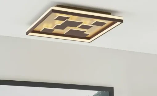 Fischer-Honsel LED-Deckenleuchte braun-rost, eckig