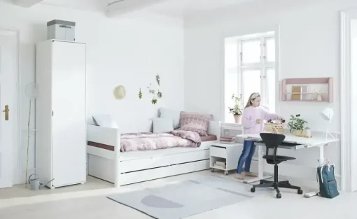 FLEXA Bett mit Ausziehbett und 2 Schubkästen Flexa White | Weiß