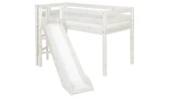 FLEXA Halbhohes Bett mit Rutsche Flexa Classic | Kiefer, Weiß