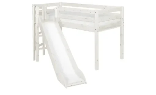 FLEXA Halbhohes Bett mit Rutsche Flexa Classic | Kiefer, Weiß