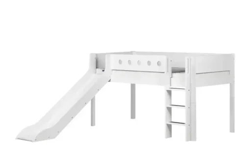 FLEXA Halbhohes Bett mit Rutsche Flexa White | Senkrechte Leiter, Weiß