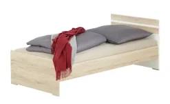 Futonbett Caja | Eiche San Remo (Nachbildung), Cremeweiß, 90 cm