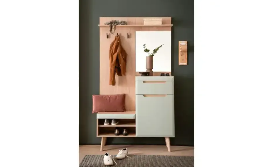 Garderobe Malaren | Eiche (Nachbildung), Pistaziengrün