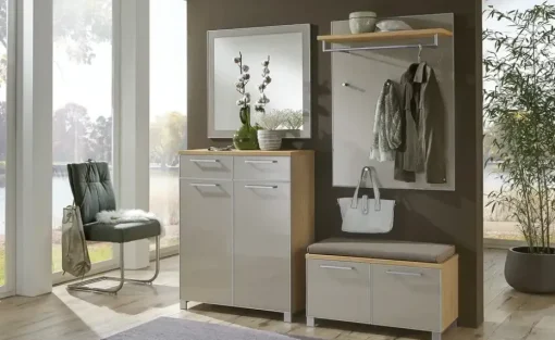 Garderobenpaneel Duna | Taupe, Eiche bianco | Höffner