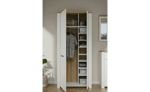 Garderobenschrank Toneo | Eiche (Nachbildung), Weiß