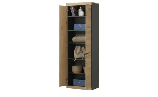 Garderobenschrank Turino Neo | Asteiche (Nachbildung), Anthrazit