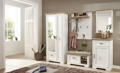 Garderobenschrank Varese | Pinie (Nachbildung), Weiß, Asteiche (Nachbildung)
