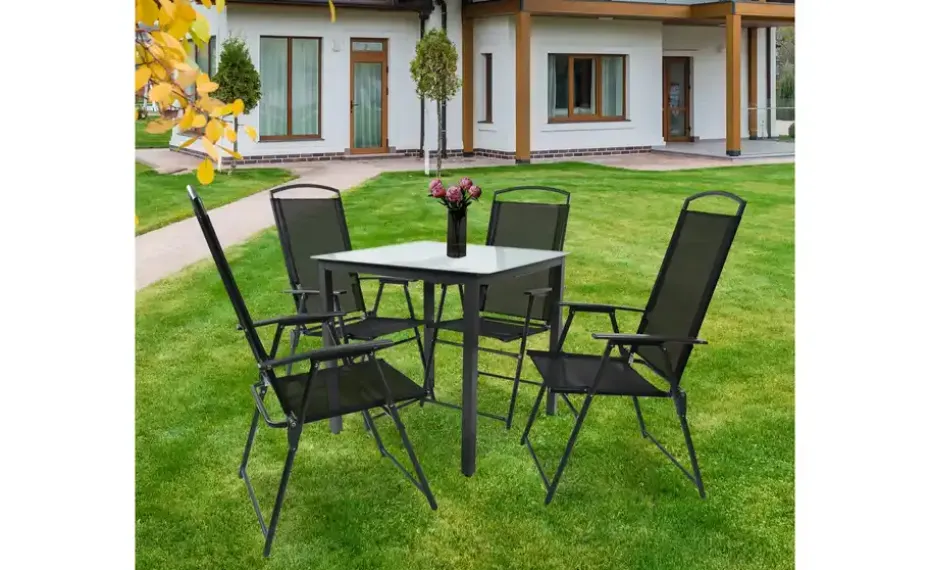 Gartenmöbel 5er-Set | Mattglas, Anthrazit, matt
