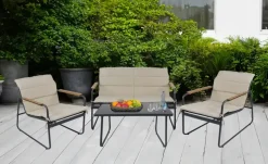 Gartenmöbel 4er-Set | Schwarz, Creme | Möbel Höffner