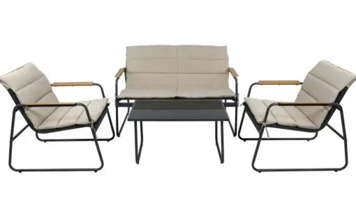 Gartenmöbel 4er-Set | Schwarz, Creme | Möbel Höffner