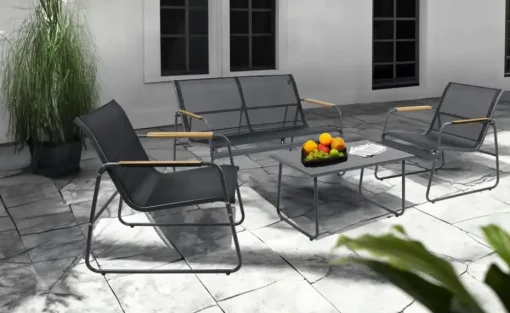 Gartenmöbel 4er-Set | Schwarz, Creme | Möbel Höffner