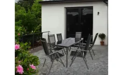 Gartenmöbel 7er-Set | Schwarzglas, Schwarz, Anthrazit