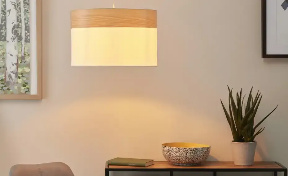 Globo Lighting Pendelleuchte, 1-flammig, beige/Holzoptik