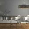 Globo Lighting Stoffpendelleuchte, 3-flammig, Schirm schwarz/goldfarben