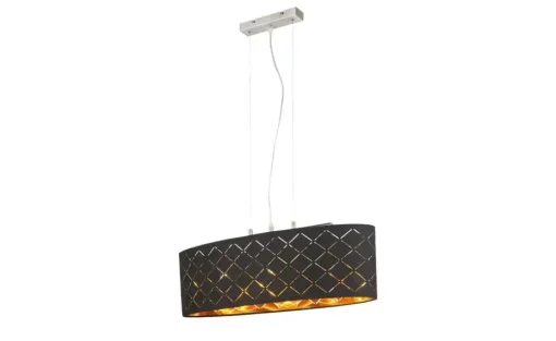 Globo Lighting Stoffpendelleuchte, 3-flammig, Schirm schwarz/goldfarben
