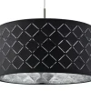 Globo Lighting Stoffpendelleuchte, 1-flammig, Schirm grau/silber