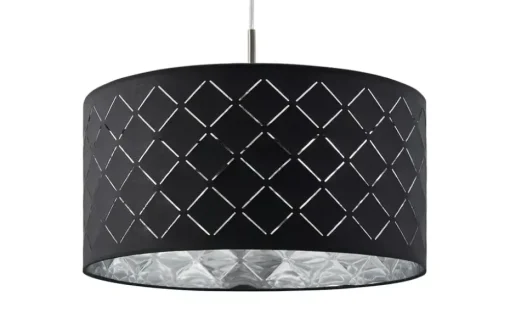 Globo Lighting Stoffpendelleuchte, 1-flammig, Schirm grau/silber