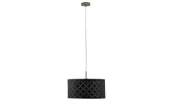 Globo Lighting Stoffpendelleuchte, 1-flammig, Schirm grau/silber