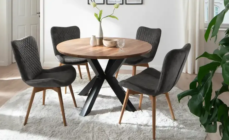 Gray & Jones 2er Set Esszimmerstuhl mit Diamant-Steppung Tierra Fuego Two | Anthrazit, Wildeiche, geölt