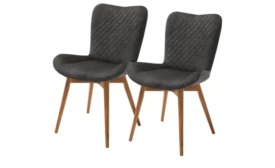 Gray & Jones 2er Set Esszimmerstuhl mit Diamant-Steppung Tierra Fuego Two | Anthrazit, Wildeiche, geölt