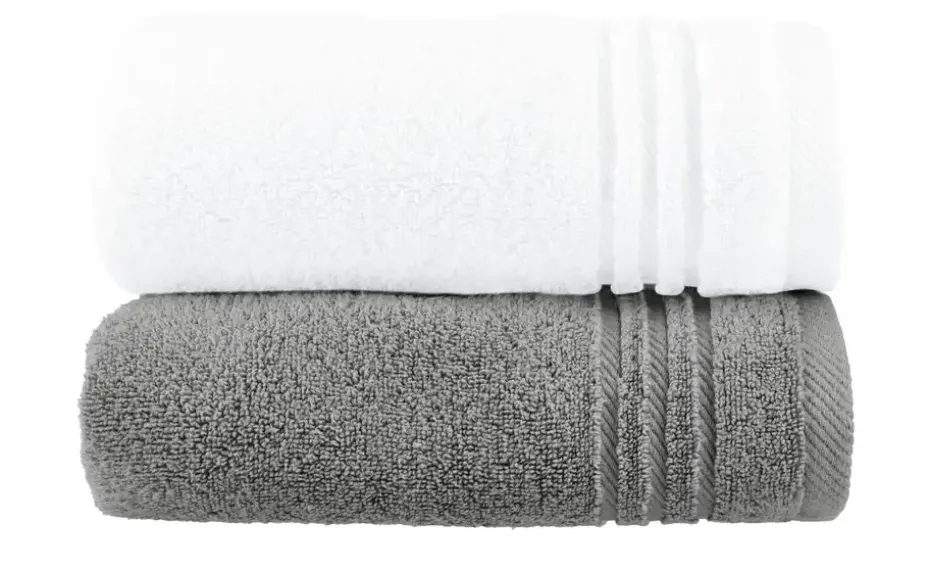 Handtuch (50 x 100cm), 2er-Set Anthrazit-Weiß Soft Cotton